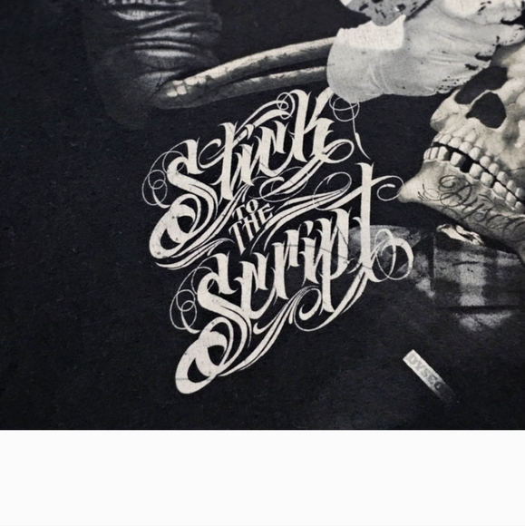 Dyse One Skull Tattoo Graphic T-shirt. "Stick To The Script" XL Unisex - Picture 4 of 7